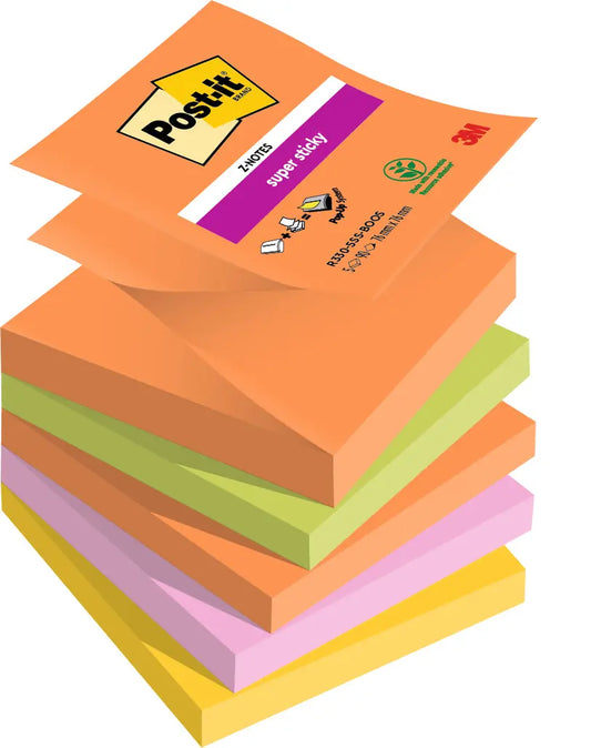 POST-IT Z-Notes Boost 76x76mm R330-5SS-BOOS 4-farbig ass. 5x90 Blatt