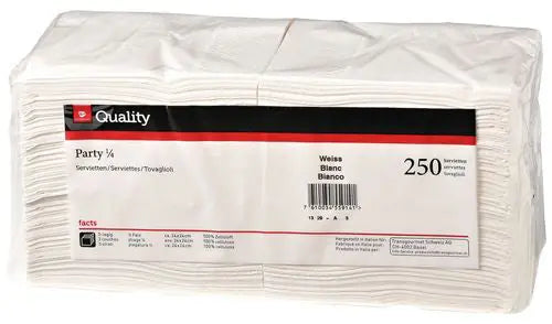 QUALITY Servietten Party 24x24cm 992570 weiss 250 Stück