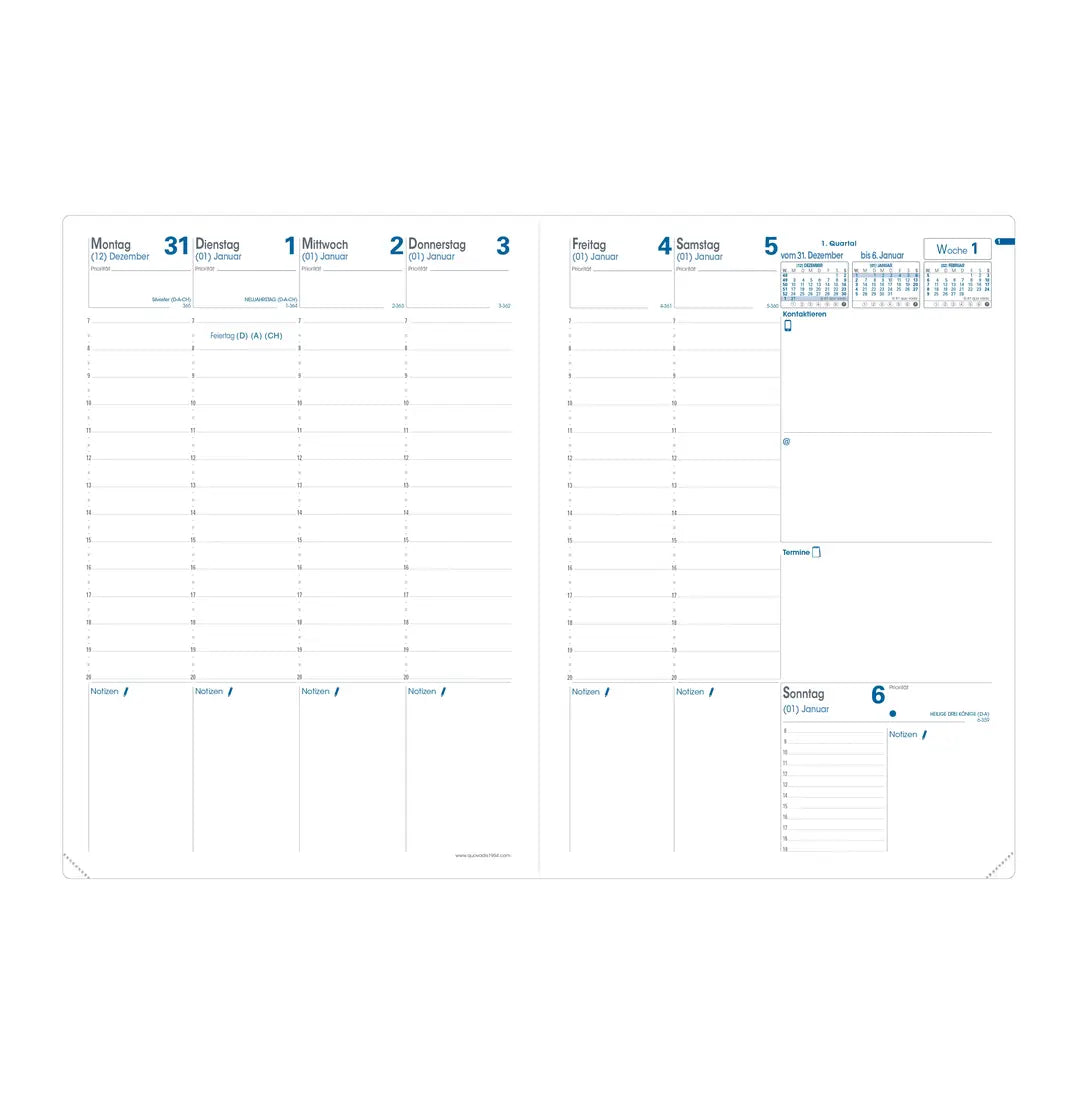 QUO-VADIS Ersatzinhalt+ Prenote 2025 024013Q 1W/2S Impala/Club 21x29.7cm