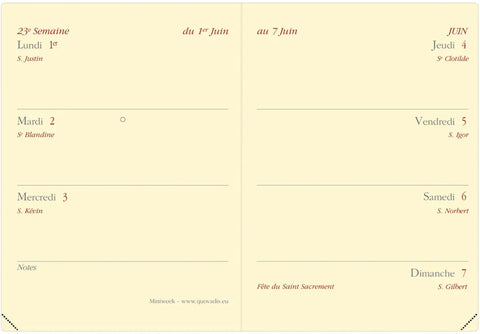 QUO-VADIS Agenda Soho Miniweek 2025 044295Q 1W/2S rot FR 7x10cm