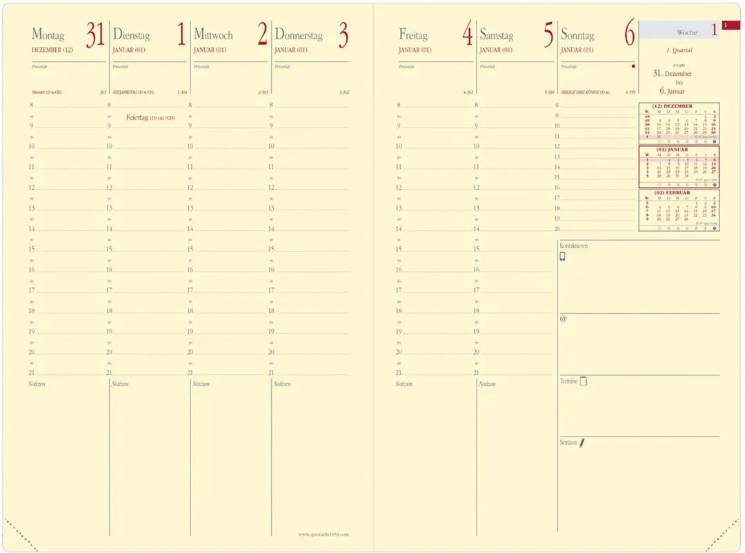 QUO-VADIS Agenda Soho Mini.Pres. 2025 286548Q 1W/2S stahlblau DE 16x24cm