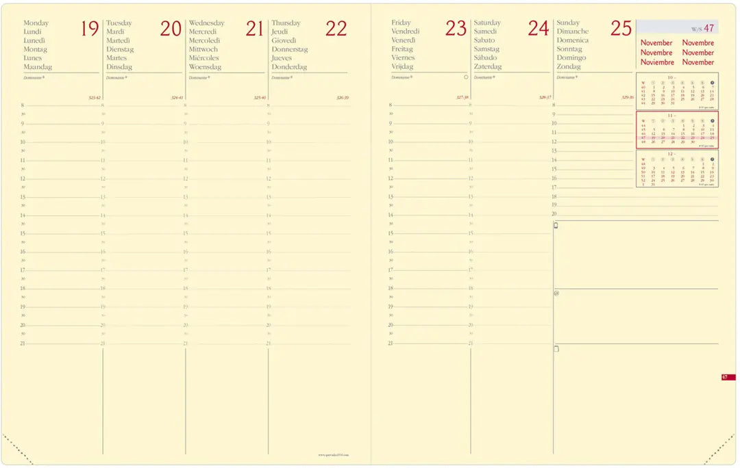 QUO-VADIS Agenda Silk Pres.Prest. 2025 287376Q 1W/2S dunkelblau ML 21x27cm
