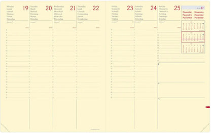 QUO-VADIS Agenda Silk Pres.Prest. 2025 287406Q 1W/2S grün ML 21x27cm