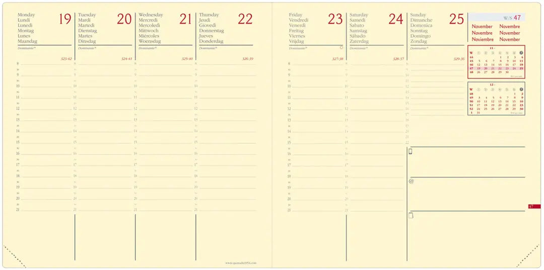 QUO-VADIS Agenda Silk Exec.Prest. 2025 905443Q 1W/2S marine ML 16x16cm