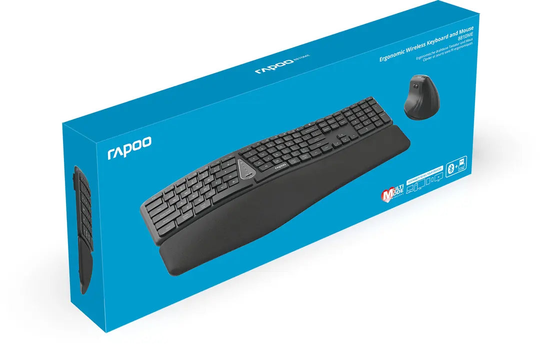 RAPOO 8810M Ergonomic Deskset 13115 Wireless, Grey