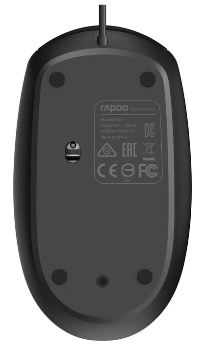 RAPOO N100 wired Optical Mouse 18050 Black