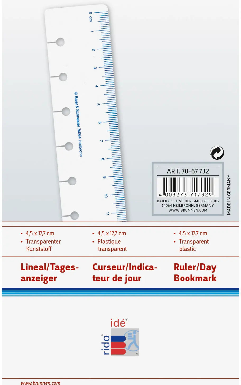 RIDOIDE Timing 3 Tagesanzeiger 7067732.25 transparent 4x13.5cm