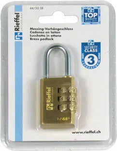 RIEFFEL SWITZERLAND Vorhängeschloss Nr. 44 28,5mm 44/30 SB Alu, mit Zahlenschloss
