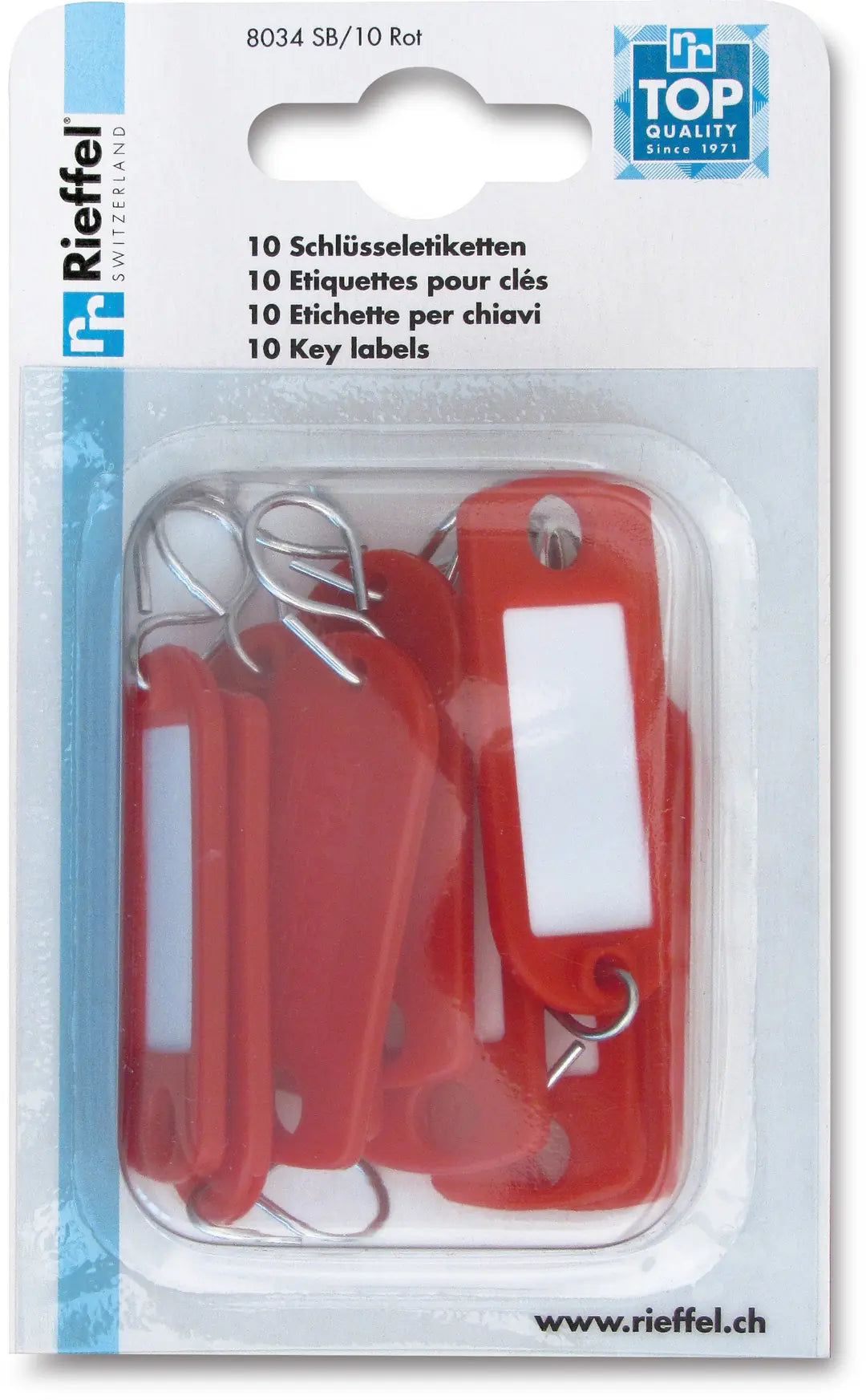 RIEFFEL SWITZERLAND Schlüssel-Anhänger 8034 SB/10 ROT rot 10 Stück