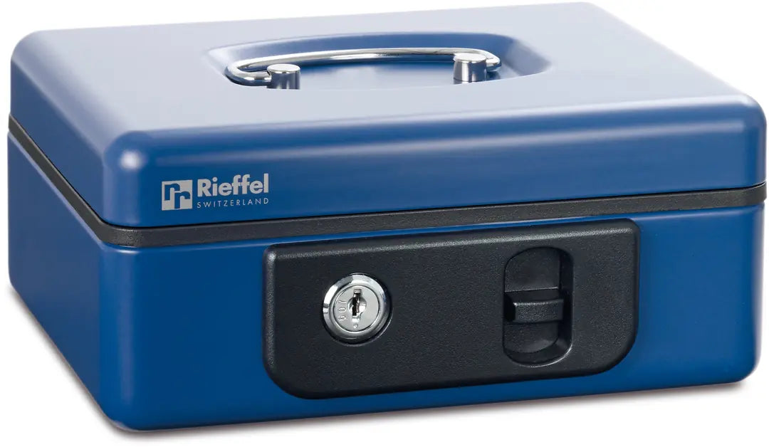 RIEFFEL SWITZERLAND Geldkassette DeLuxe 3 A13184 23x18,5x8cm blau