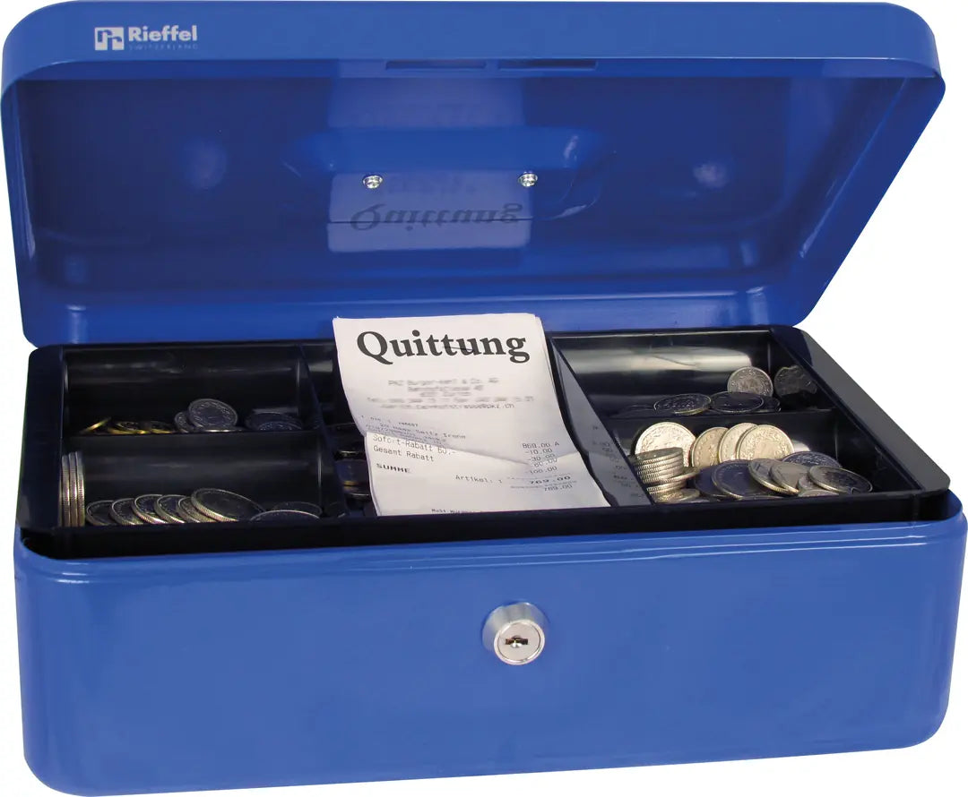 RIEFFEL SWITZERLAND Geldkassette Valorit A19091 8,2x26,2x19,2cm blau
