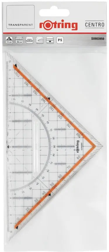 ROTRING Geo-Dreieck Centro 20cm S0903950 transparent, mit Griff