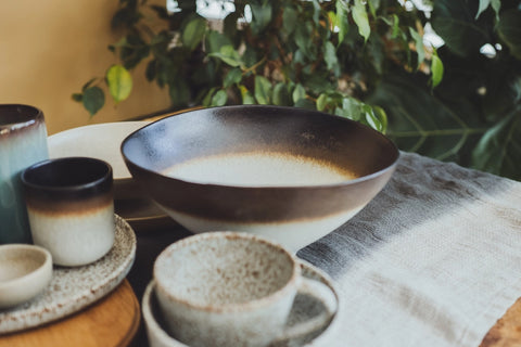 mumix - Coconut Shell Salad Bowl 1L - Handcrafted gradient glaze, warm tones 🍃✨