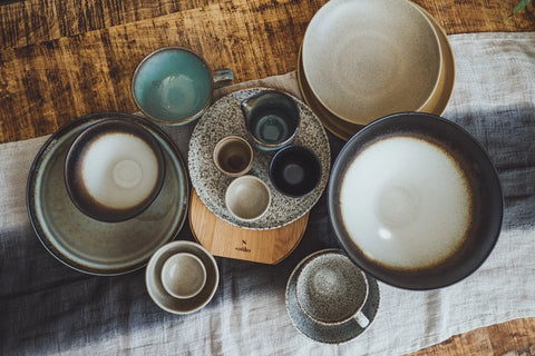mumix - Coconut Shell Salad Bowl 1L - Handcrafted gradient glaze, warm tones 🍃✨
