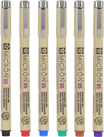 SAKURA Pigma Micron 05 Set 0.45mm POXSDK056A Basic Farben 6 Stück