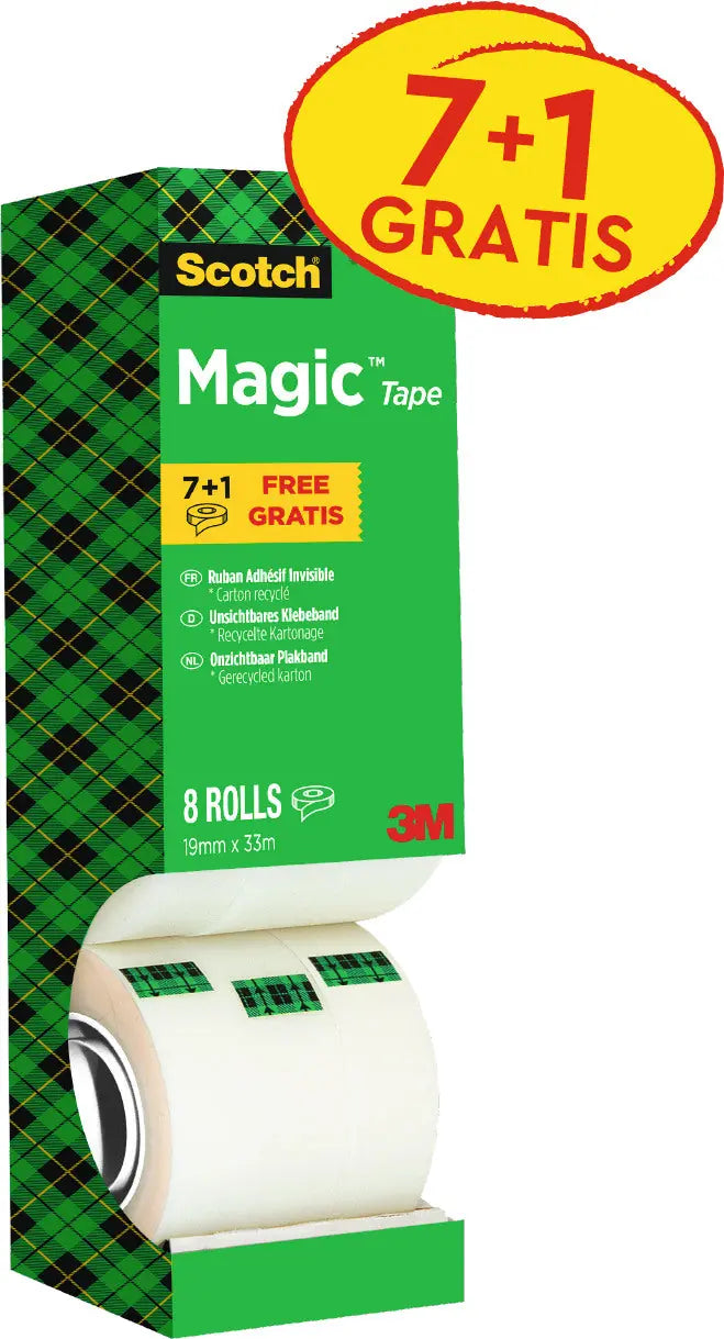 SCOTCH Magic Tape Turm 810 19mmx33m 8-1933R8 unsichtbar 8 Rollen