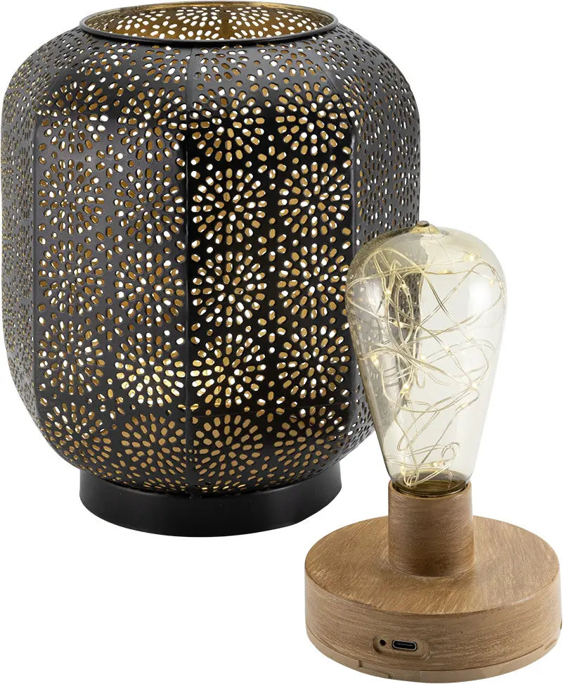 SECURIT Dekoleuchte MARRAKECH LP-MA-BL schwarz/gold, Akku, dimmbar