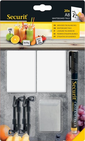 SECURIT Tisch-Kreidetafel TAG TAG-A8-BL weiss 7.4x5.2x0.1cm