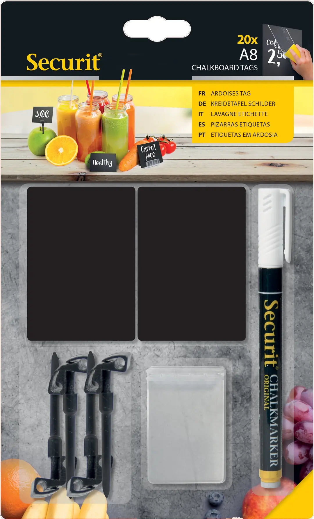 SECURIT Kreidetafel TAG TAG-A8-WT schwarz 7.4x5.2x0.1cm