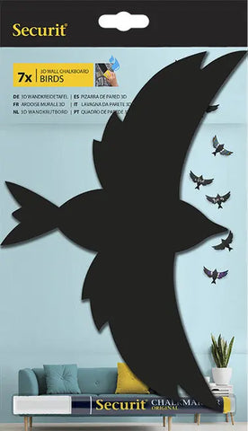 SECURIT Kreidetafel 3-D Bird W3D-BIRD schwarz, 7 Stück 28x16.3x1cm