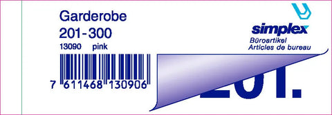SIMPLEX Garderobenblock 201-300 13090 pink 100 Blatt