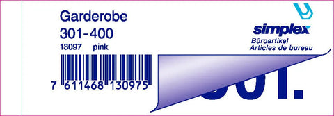 SIMPLEX Garderobenblock 301-400 13097 pink 100 Blatt