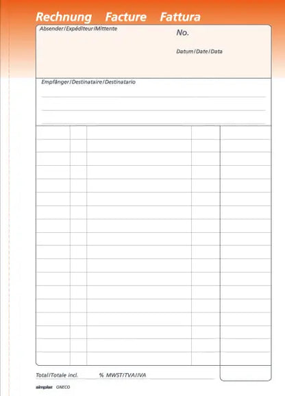SIMPLEX Rechnung Oneco (d/f/i) A5 15455 50/50/50 Bl. 1./2. Bl.