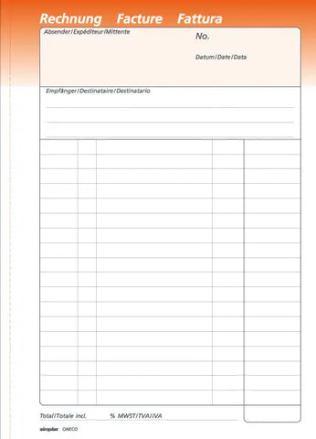 SIMPLEX Rechnung Oneco (d/f/i) A5 15455 50/50/50 Bl. 1./2. Bl.