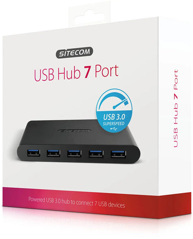 SITECOM USB 3.0 Hub 7 Port CN-084 Incl. Power adapter
