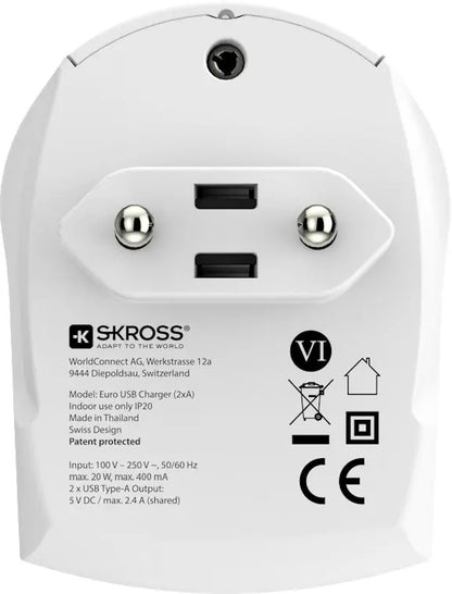 SKROSS Euro USB Charger (2xA) 1.302421