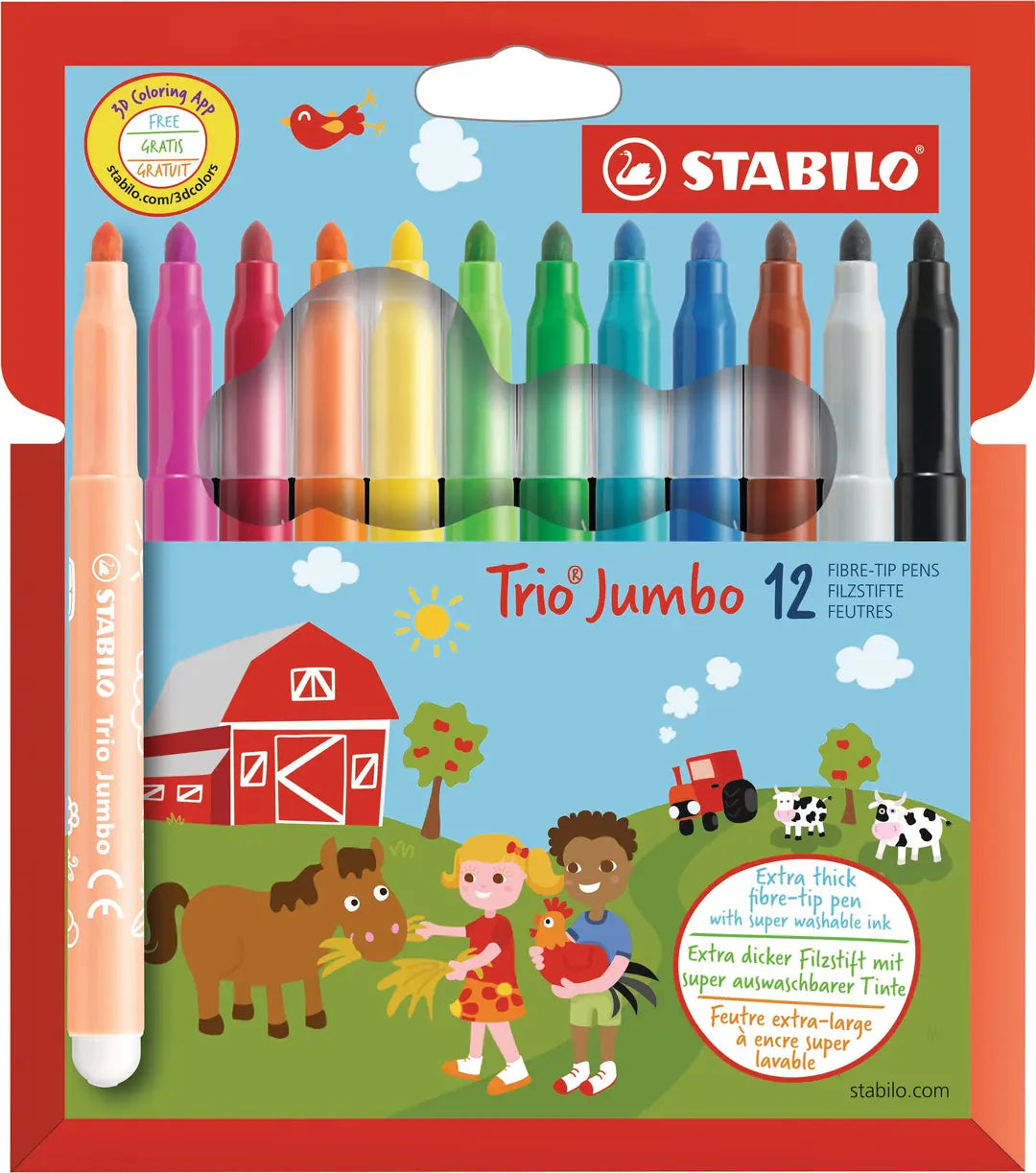 STABILO Fasermaler Trio Jumbo 3mm 380/12 12 Stück