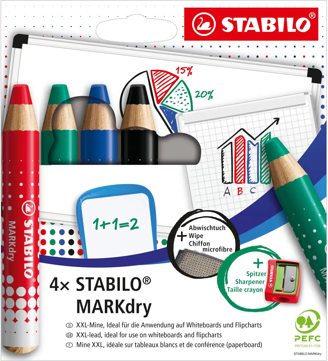 STABILO Whiteboardmarker MARKdry 648/4 4er Etui