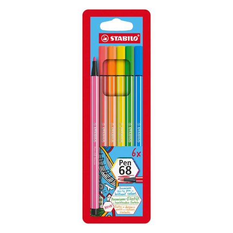 STABILO Fasermaler Pen 68 1mm 6806-1 6 Farben neon