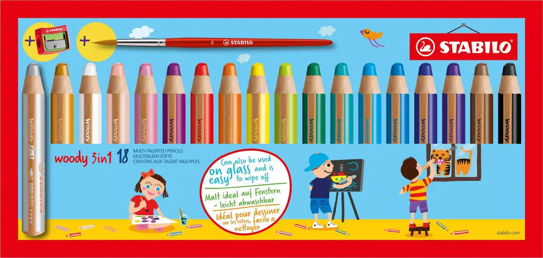 STABILO Multitalent-Stift woody 880/18-3 18er Etui mit Pinsel 3-in-1