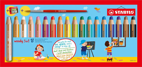 STABILO Multitalent-Stift woody 880/18-3 18er Etui mit Pinsel 3-in-1