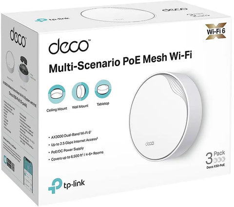 TP-LINK AX3000 Whole Home Mesh Deco X50-PoE(3-pack) Wi-Fi 6 System with PoE