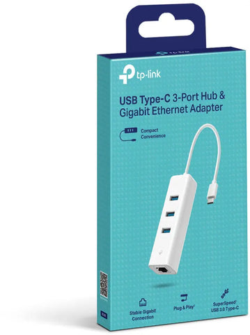 TP-LINK USB-C to GBE Network Adapter UE330C with 3-Port USB-A Hub