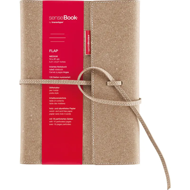 TRANSOTYPE senseBook FLAP A5 75010501 liniert, M, 135 Seiten beige