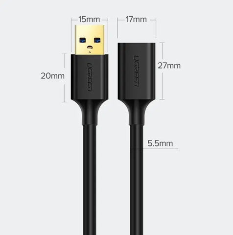 UGREEN Extension Cable USB 3.1 30126 1.5m, Black, (BB)