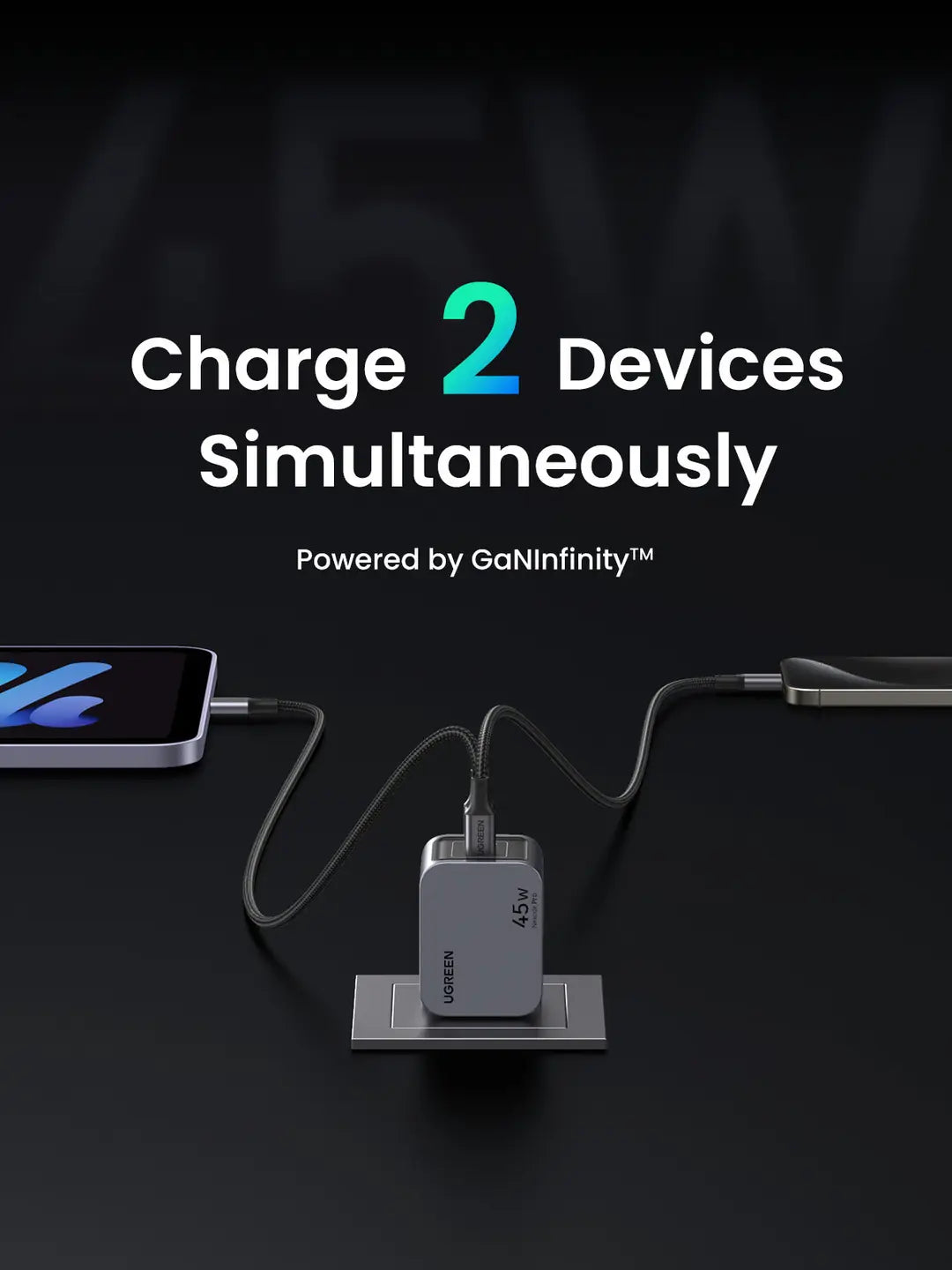 UGREEN USB Wallcharger Nexode Pro 35008 45W, Dual USB-C, GaN
