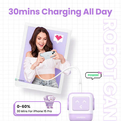 UGREEN Nexode RG 65W 3-Port GaN 35291 2x USB-C,1xUSB-A, Purple