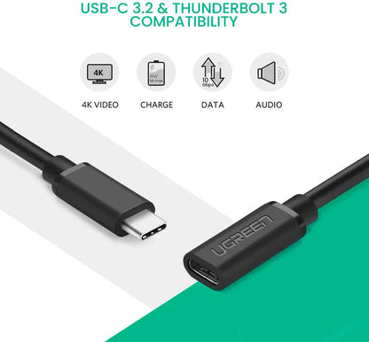 UGREEN Extension Cable USB-C 40574 Male to Female,0.5m, (BB)