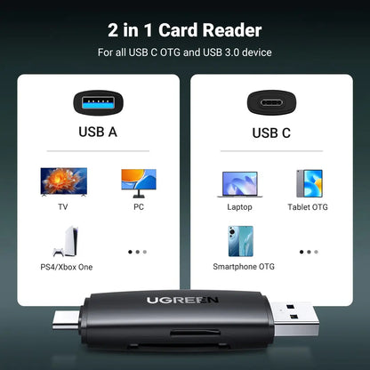 UGREEN Card Reader Multifunction 80191 Black, (BB)
