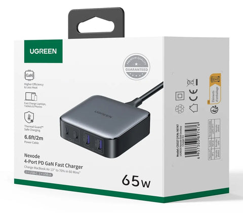 UGREEN USB Desktopcharger Nexode 90747 65W,2xUSB-A+USB-C, Black