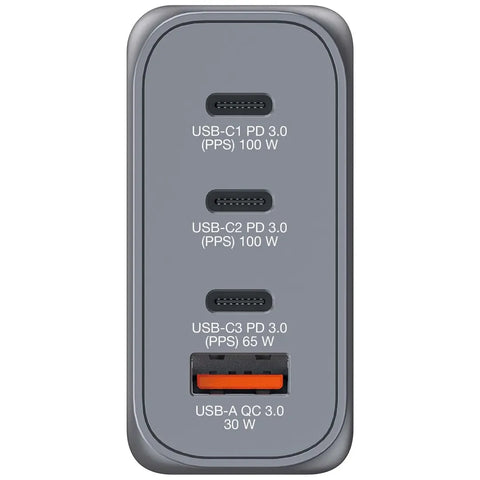 VERBATIM Charger 100W GaN grey 32202 3xUSB-C 1xUSB-A +Adapter UK/US