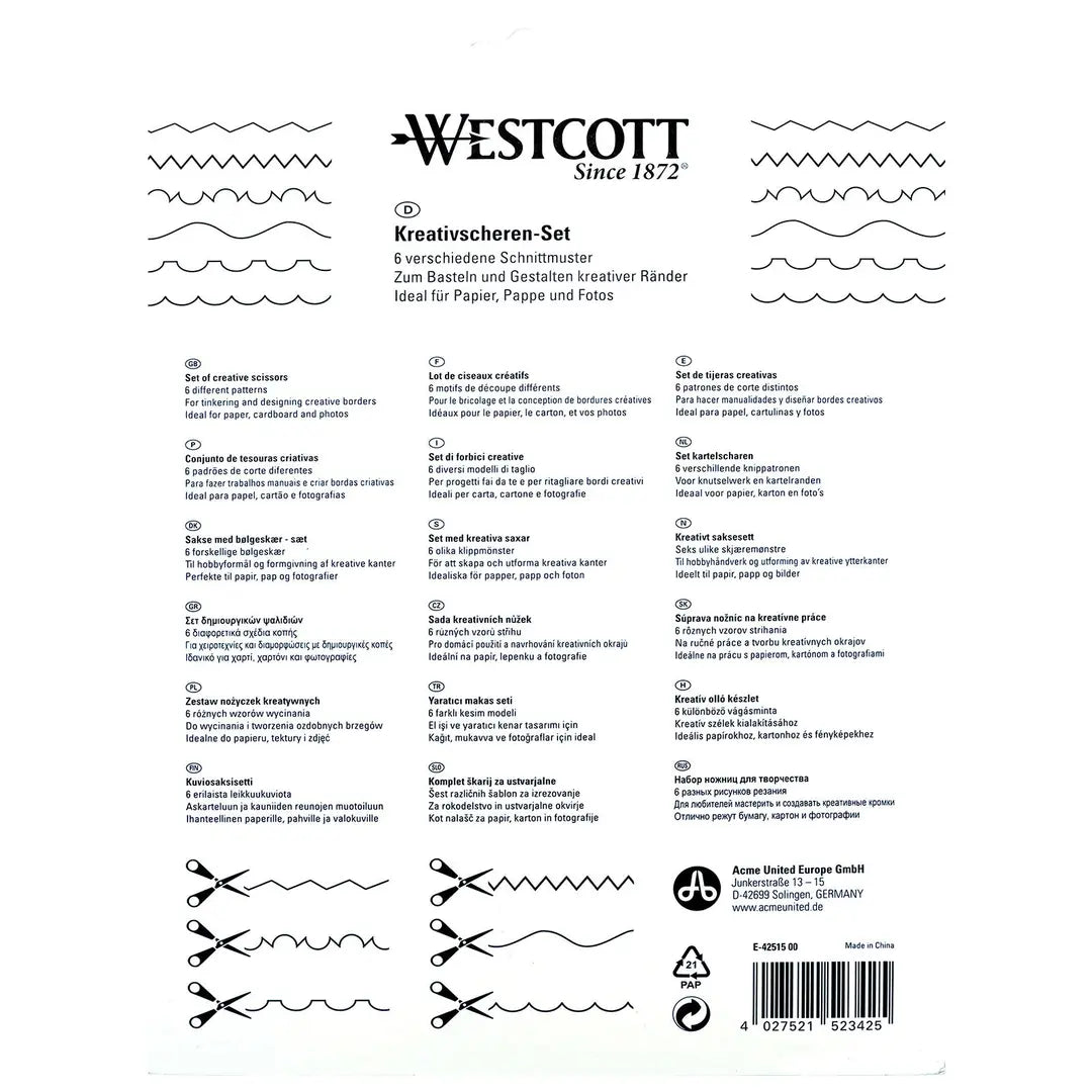 WESTCOTT Kreativscheren-Set 14cm E-42515 00 farbig ass.