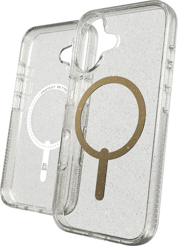 ZAGG Milan Cases Snap Apple 702315126 iPhone 16,Gold Glitter