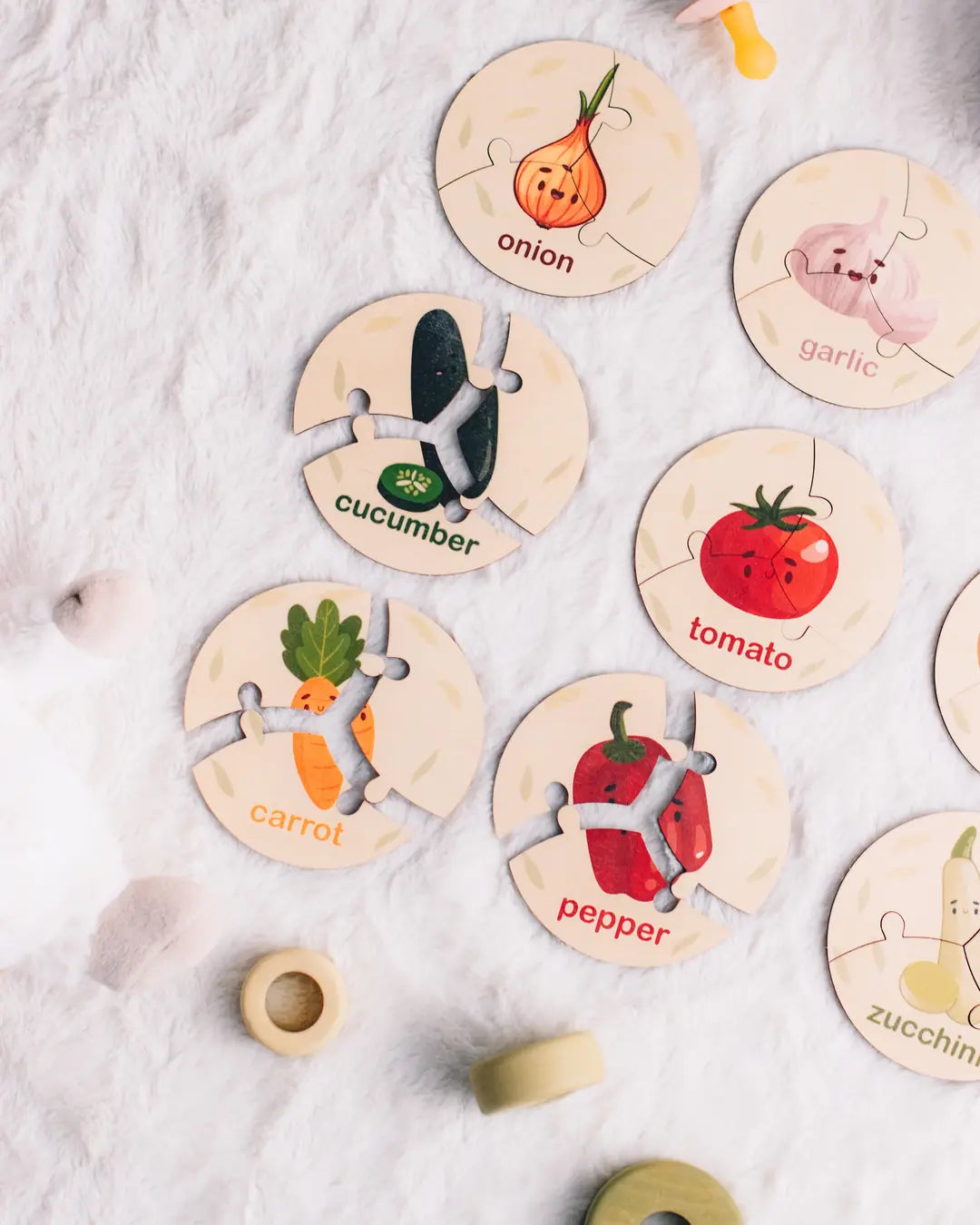 fruits round wooden  set
