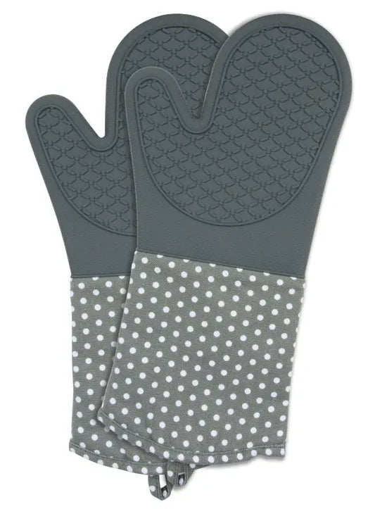 Topfhandschuhe Silikon, 2er grau/weiss