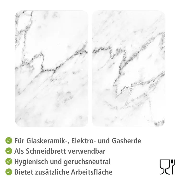 Glasabdeckplatten Marmor 2er 